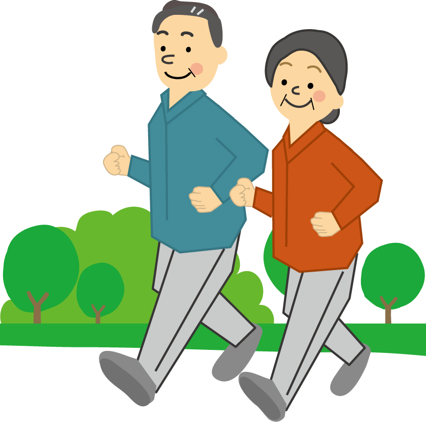 元気に歩く高齢者のイラスト